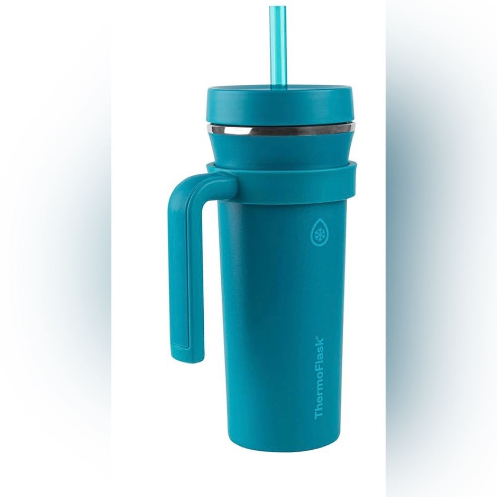ThermoFlask Premium Insulated Tumbler with Handle and Straw Lid, 32 Ounce NEW